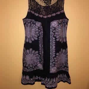 Free people black and purple lace floral dress